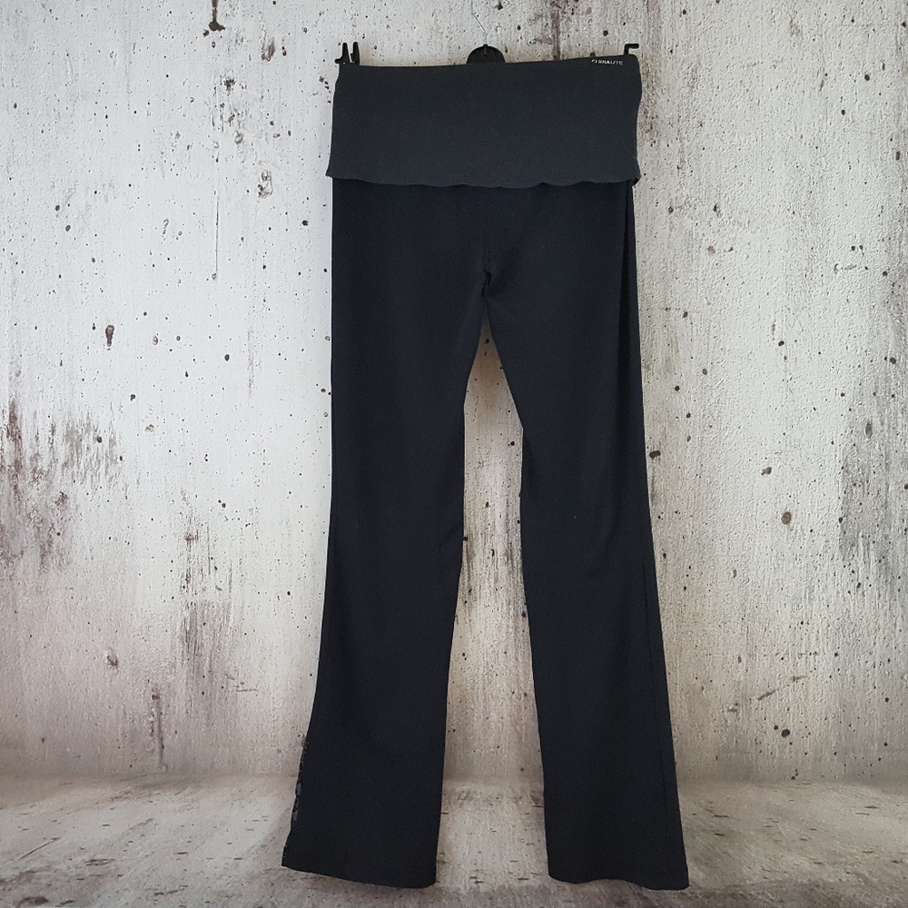 Adidas Foldover Waist Black & Gray Yoga Pants - Picture 2 of 5